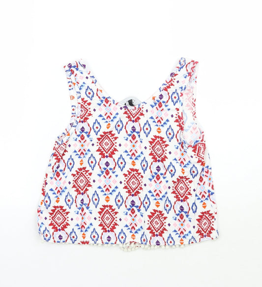 Newlook Womens White Geometric  Basic Tank Size 10