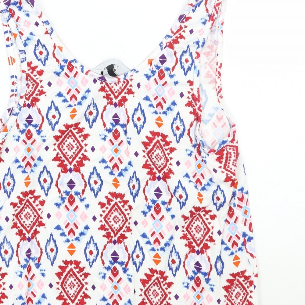Newlook Womens White Geometric  Basic Tank Size 10