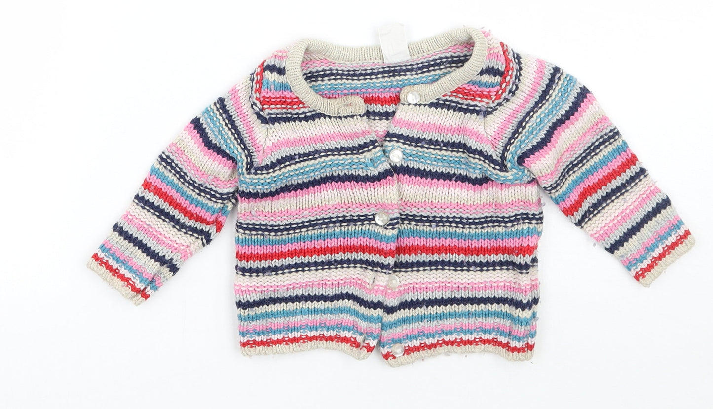 H&M Girls Pink Striped  Cardigan Jumper Size 3-6 Months