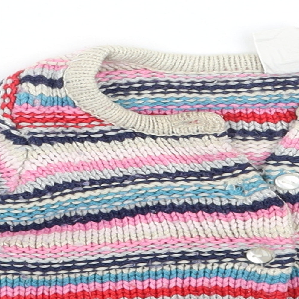 H&M Girls Pink Striped  Cardigan Jumper Size 3-6 Months