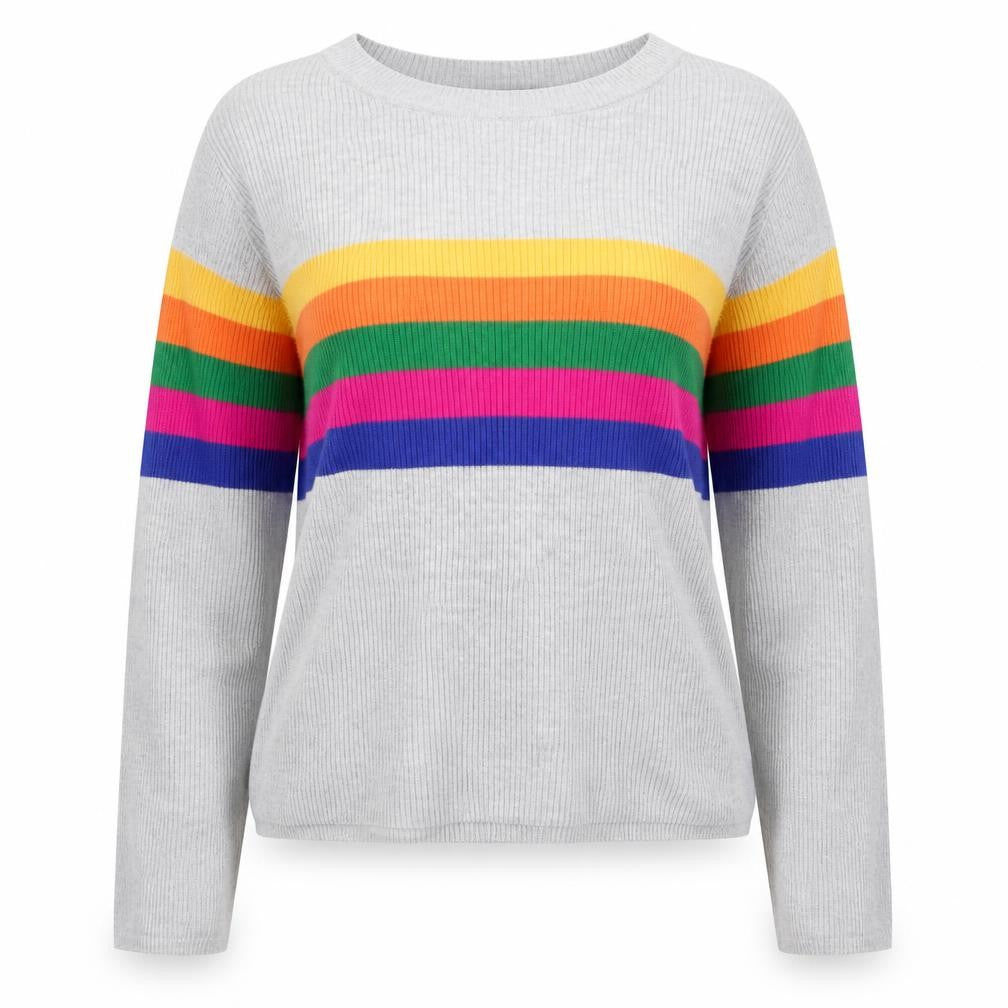 Primark Womens Grey Striped  Pullover Jumper Size XS