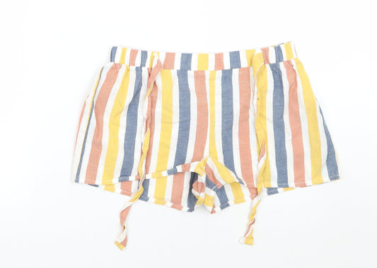 Primark Womens Yellow Striped  Bermuda Shorts Size XS