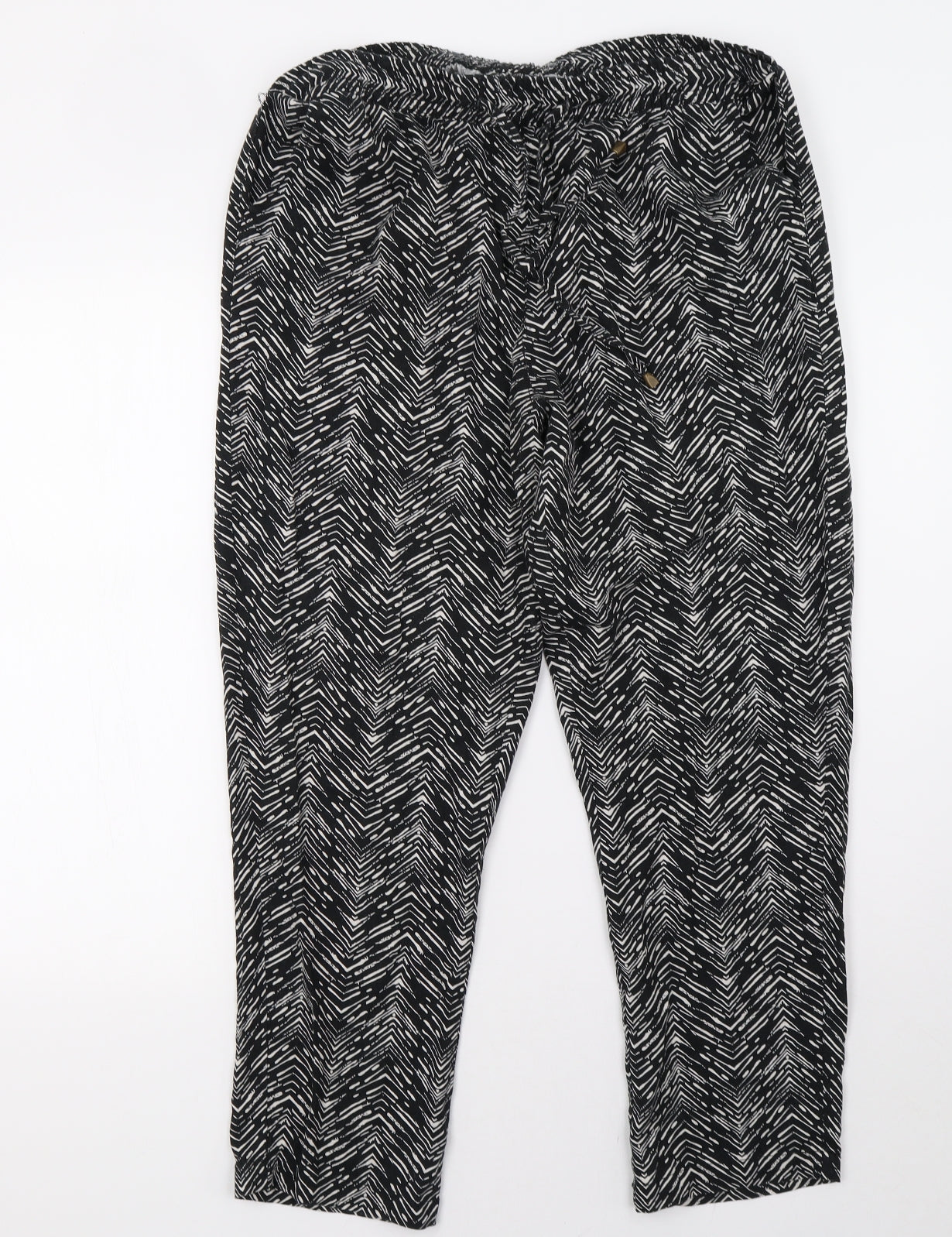 Preworn Womens Black Animal Print  Trousers  Size 12 L28 in