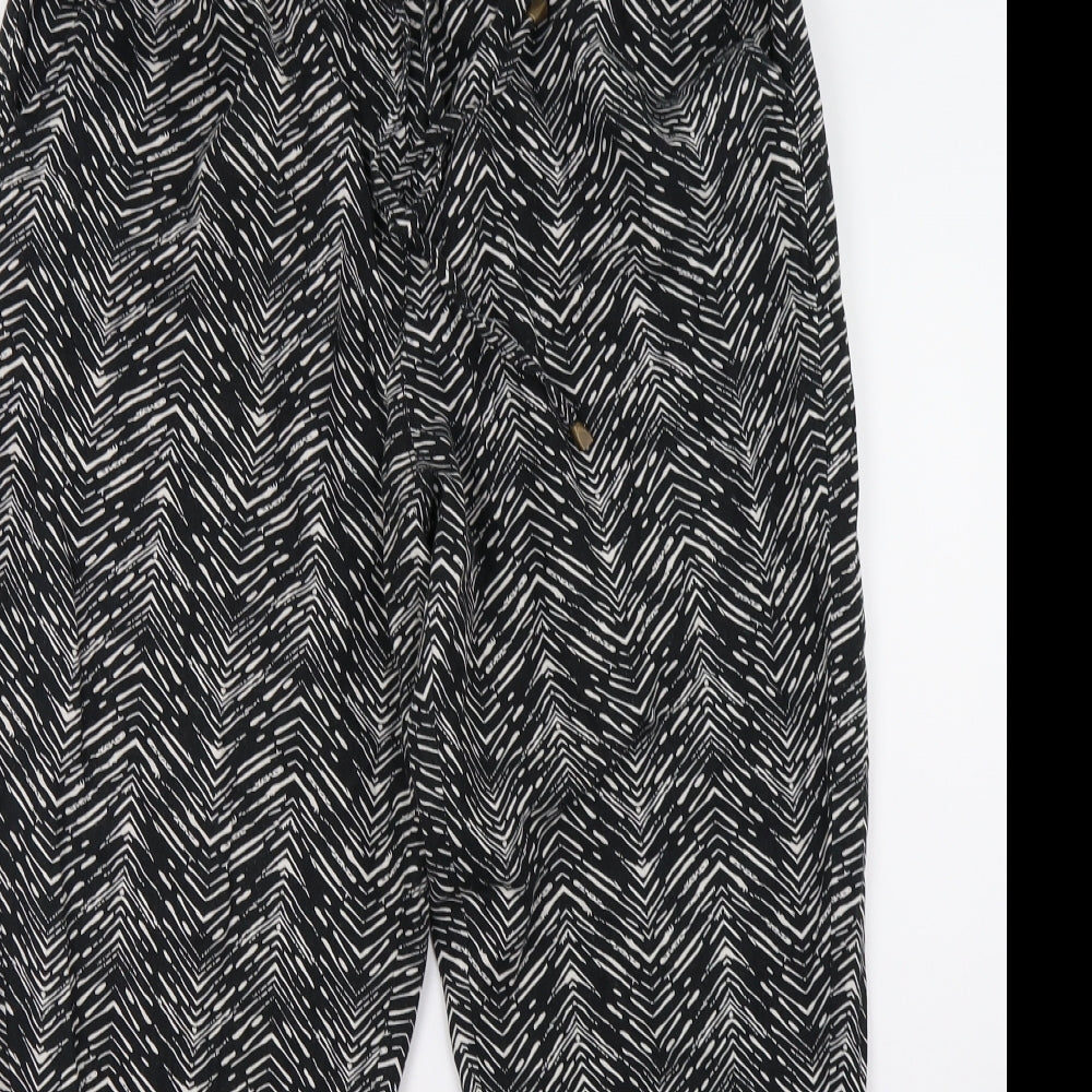 Preworn Womens Black Animal Print  Trousers  Size 12 L28 in