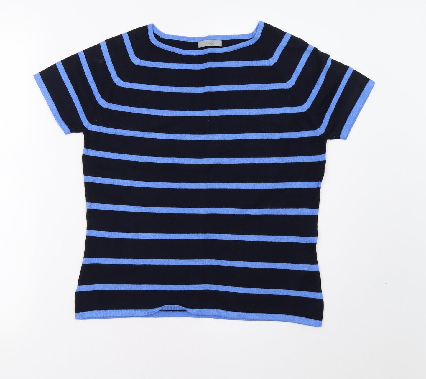 M&S Womens Blue Striped  Pullover Jumper Size 14