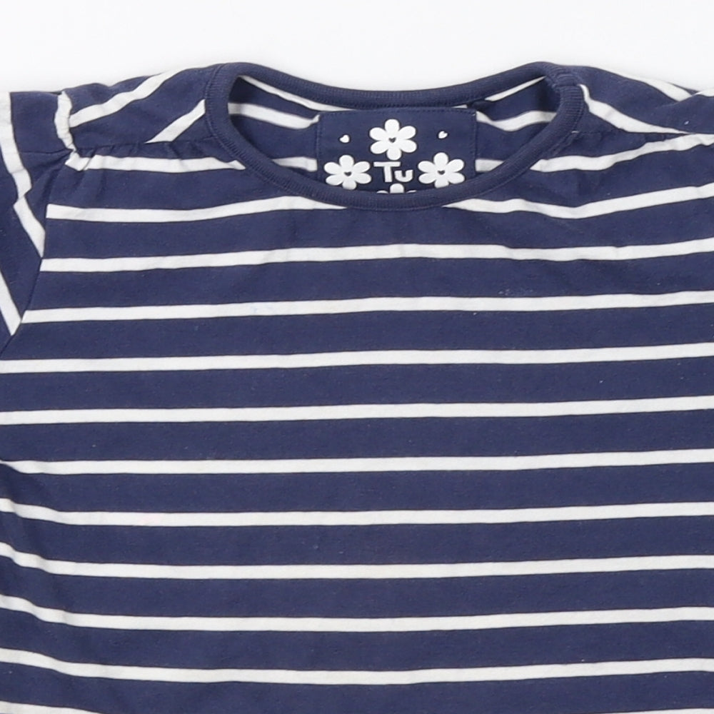RTu Girls Blue Striped  Basic T-Shirt Size 6 Years