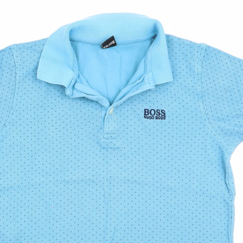 HUGO BOSS Boys Blue Polka Dot  Basic Polo Size 14 Years