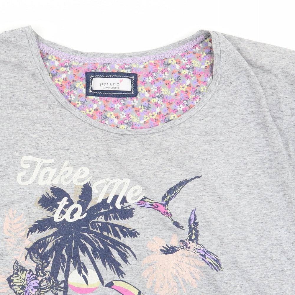 Per Una Womens Grey   Basic T-Shirt Size 14  - Take me to the tropics