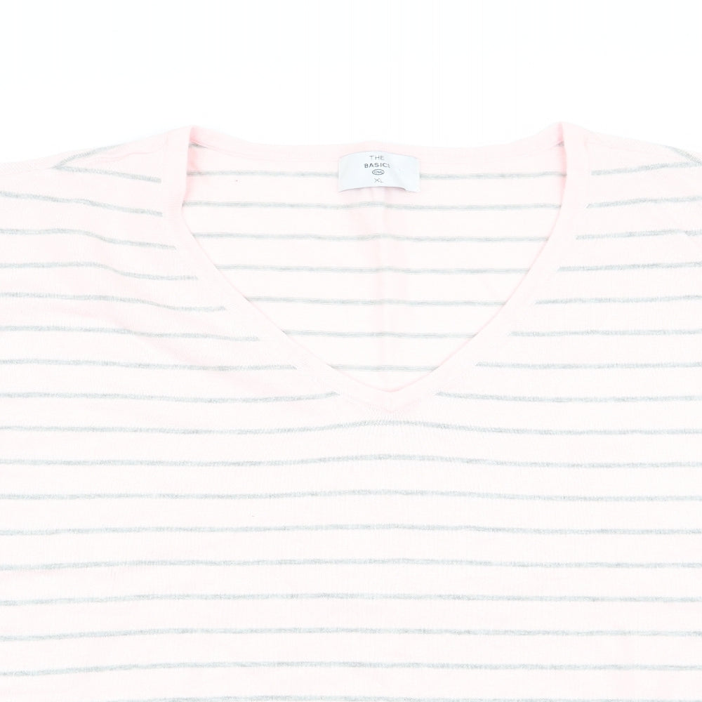 C&C The Basics Womens Pink Striped  Pullover Jumper Size XL