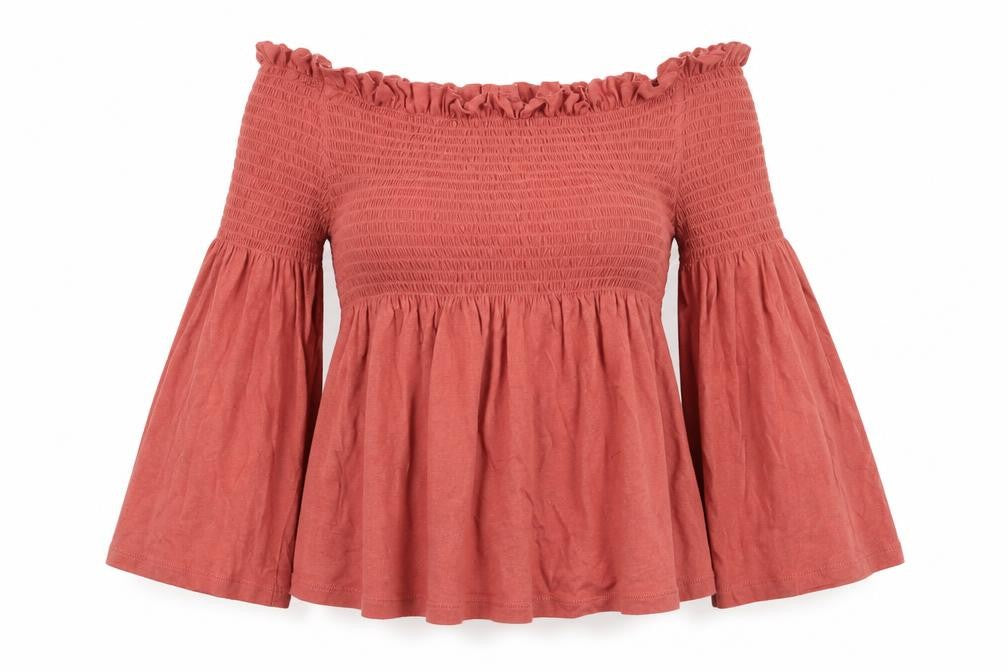 New Look Womens Brown   Basic Blouse Size 14  - Elasticated Bodice