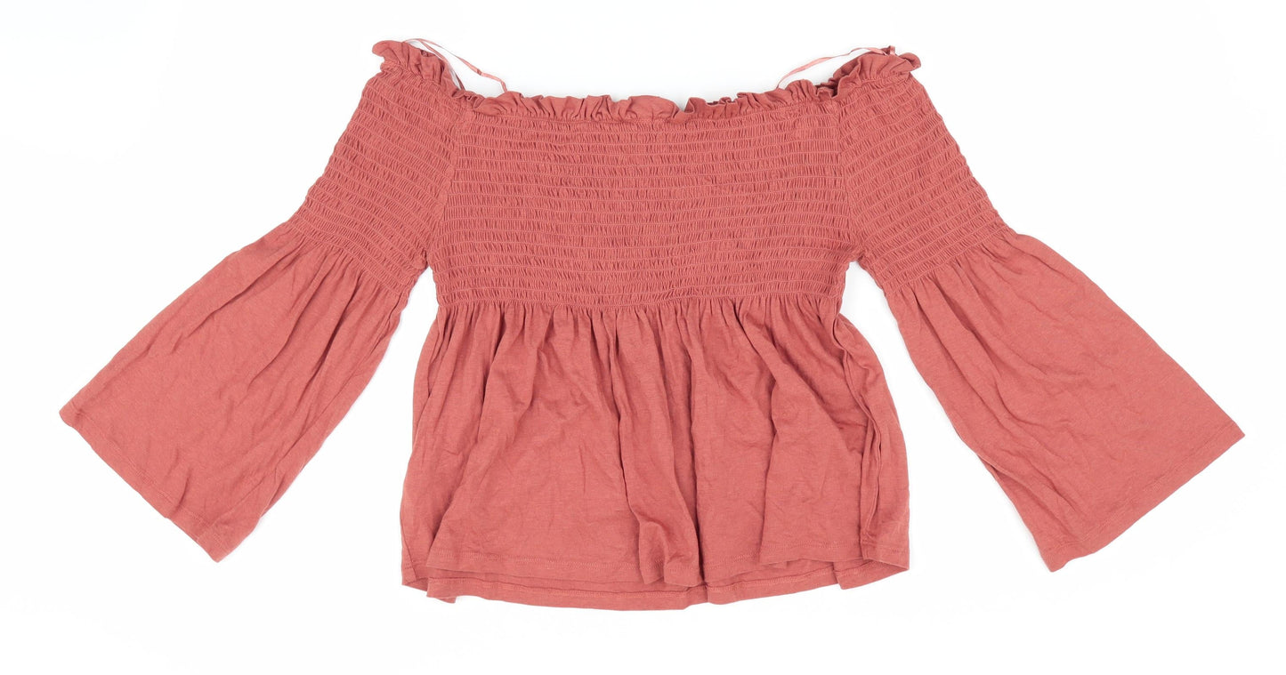 New Look Womens Brown   Basic Blouse Size 14  - Elasticated Bodice