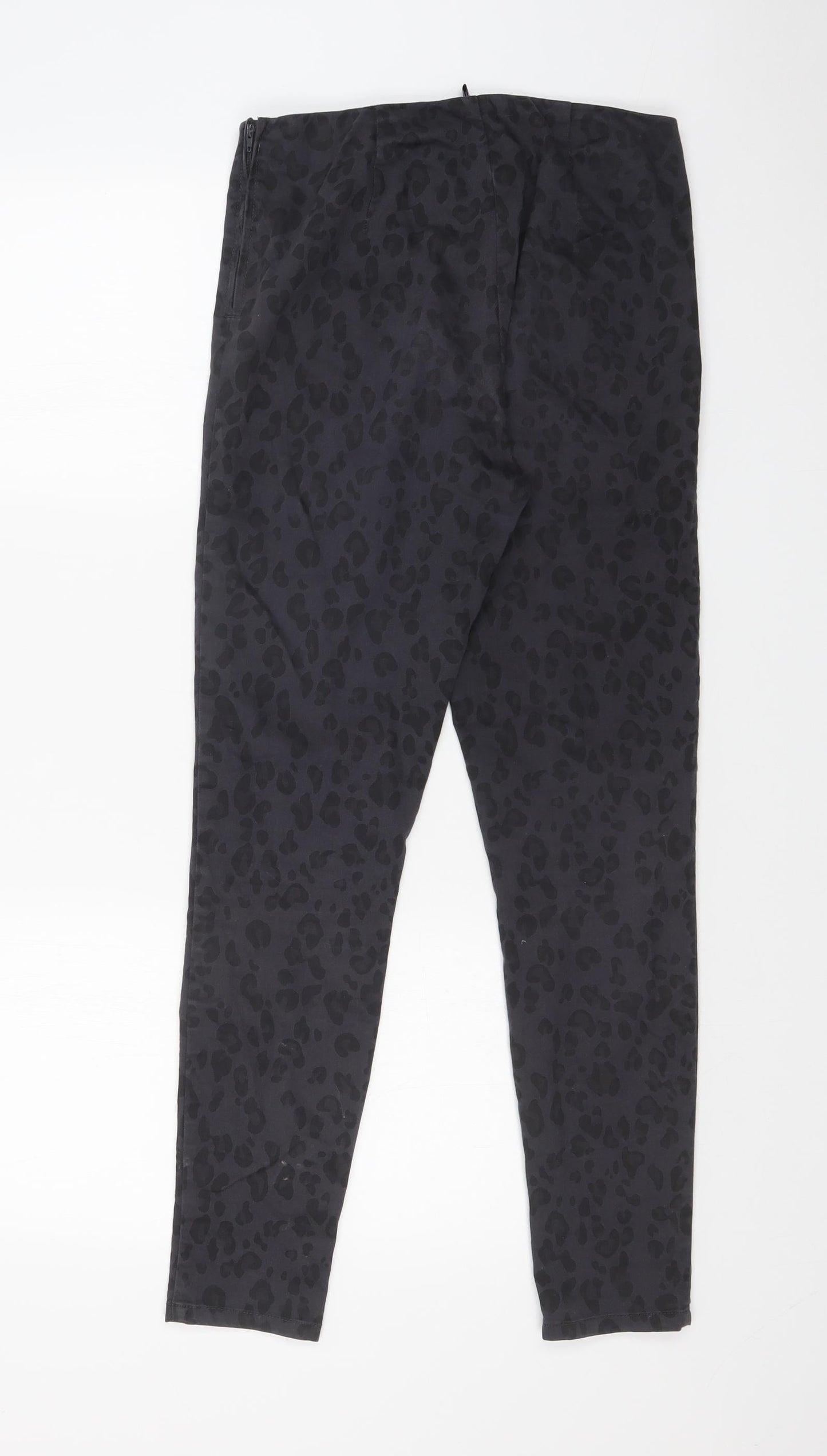 H&M Womens Grey Animal Print  Trousers  Size 12 L28 in