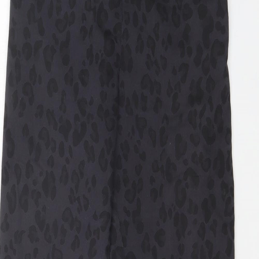 H&M Womens Grey Animal Print  Trousers  Size 12 L28 in