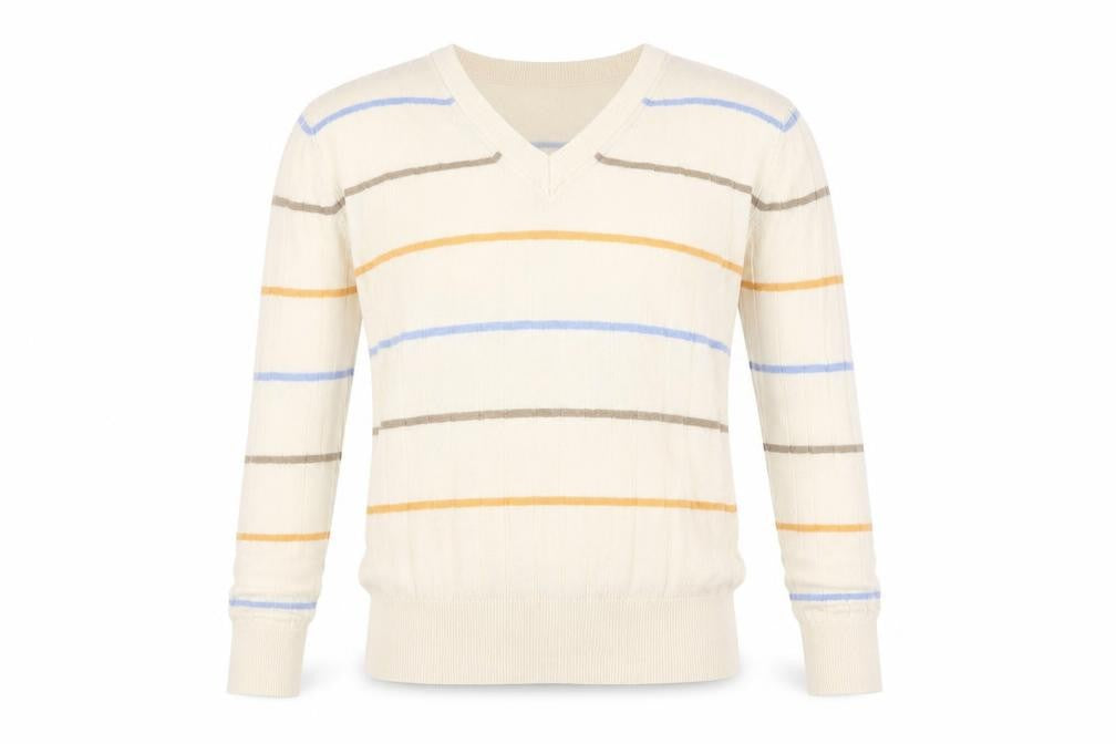 M&S Mens Beige Striped  Pullover Jumper Size S