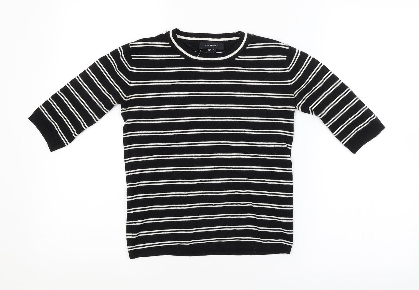 Atmosphere Womens Black Striped  Pullover Jumper Size 8
