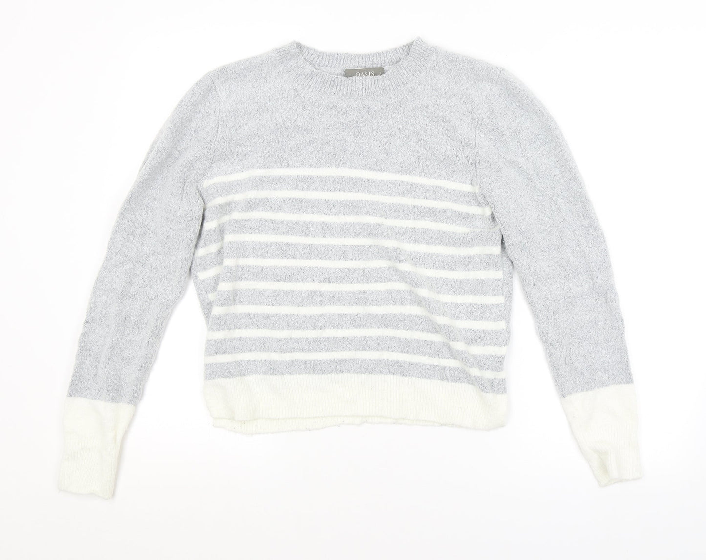 Oasis Womens Grey Striped  Pullover Jumper Size L