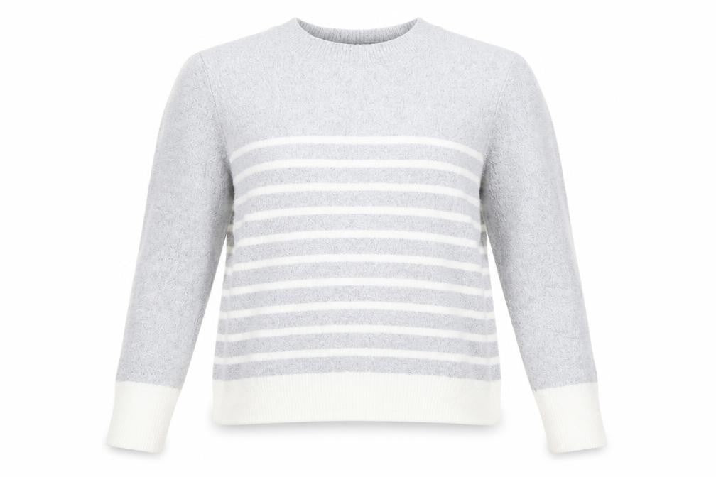 Oasis Womens Grey Striped  Pullover Jumper Size L