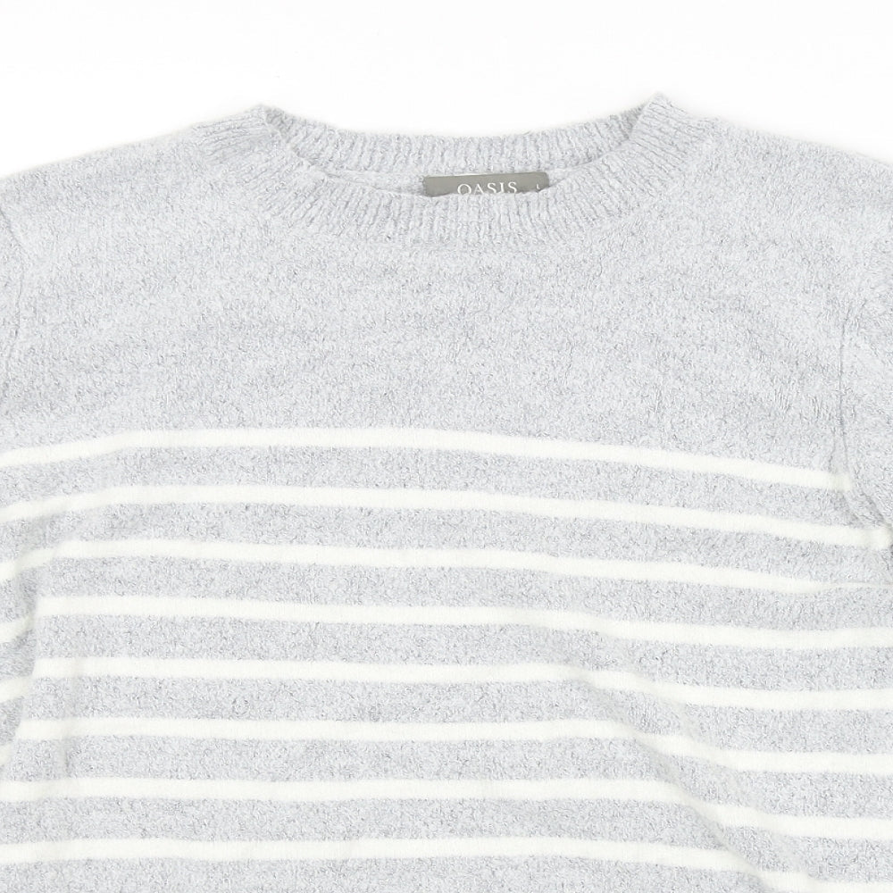 Oasis Womens Grey Striped  Pullover Jumper Size L
