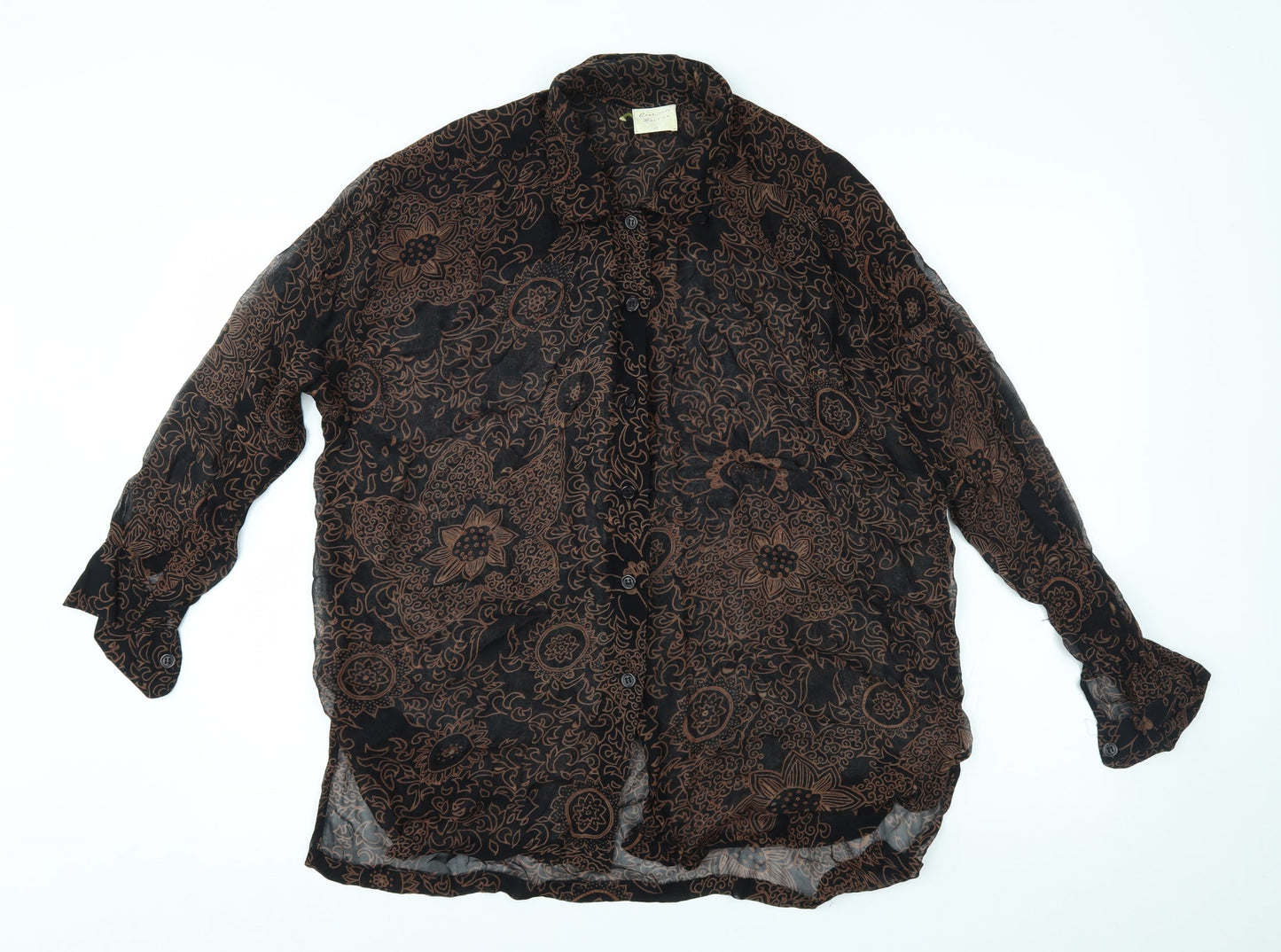 Charlotte Halton Womens Black Floral  Basic Button-Up Size 12