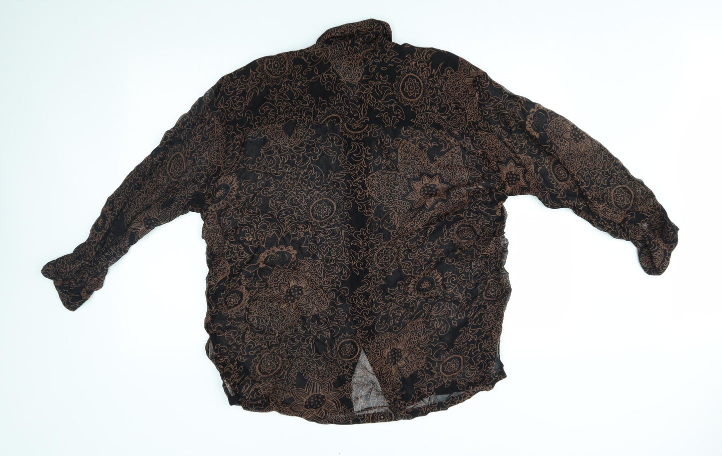 Charlotte Halton Womens Black Floral  Basic Button-Up Size 12