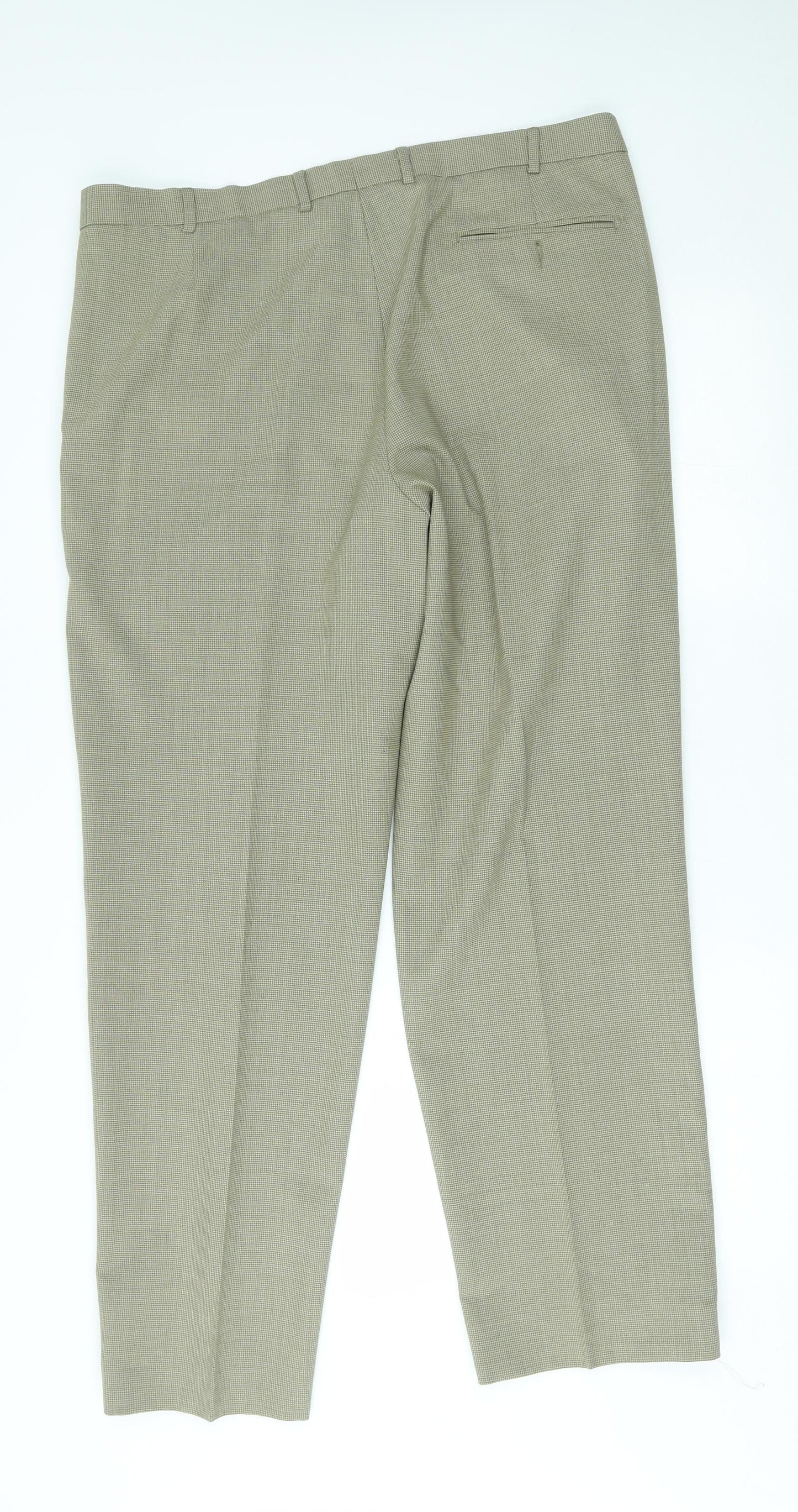 M&S Womens Beige Check  Trousers  Size 38 L31 in
