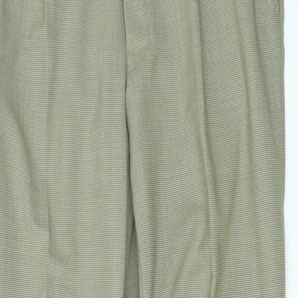 M&S Womens Beige Check  Trousers  Size 38 L31 in