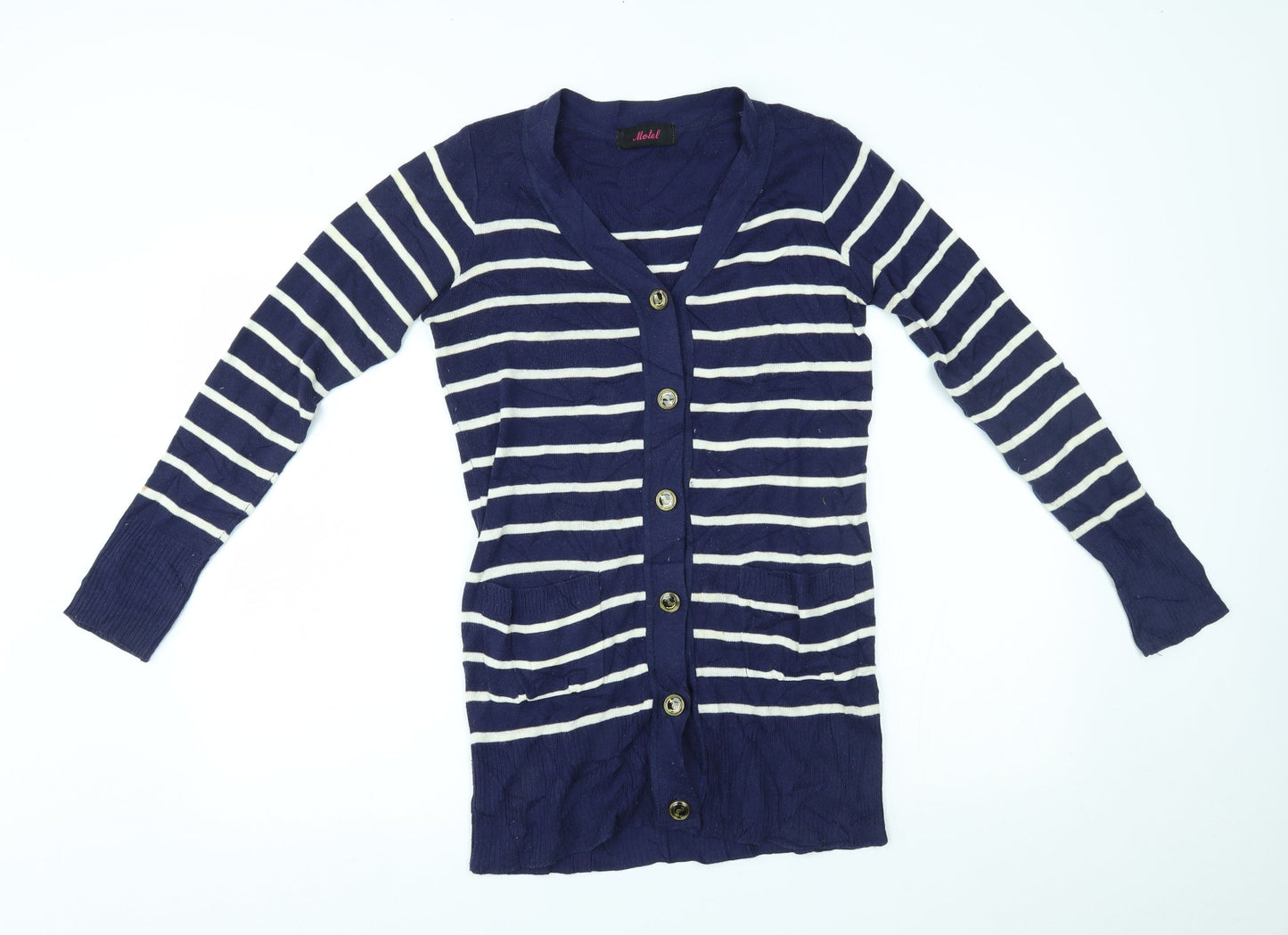 Motel Womens Blue Striped  Cardigan Jumper Size S