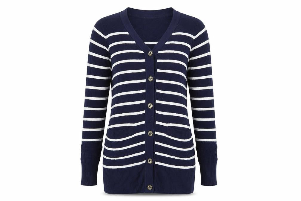Motel Womens Blue Striped  Cardigan Jumper Size S