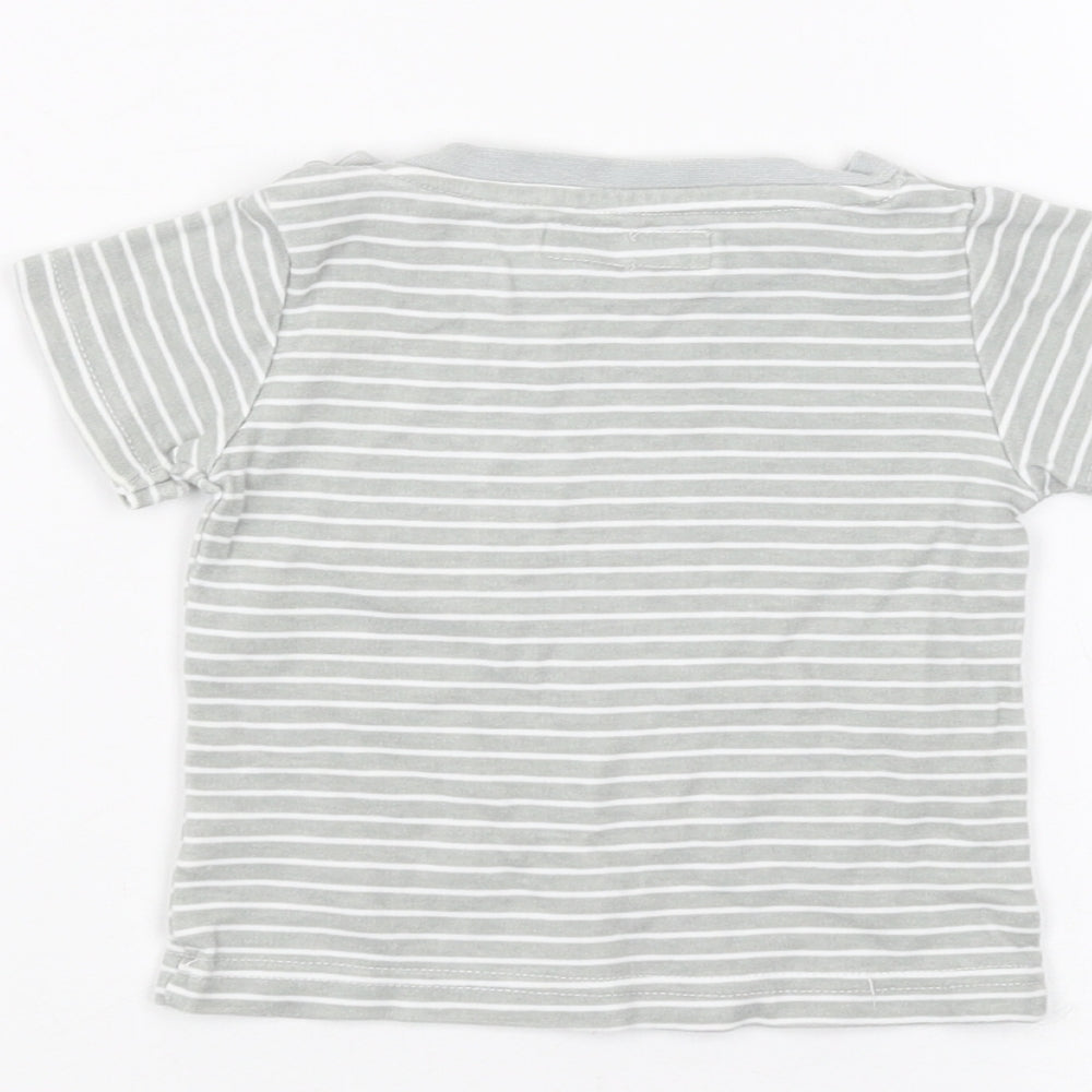 Earlydays Baby Grey Striped  Basic T-Shirt Size 6-9 Months
