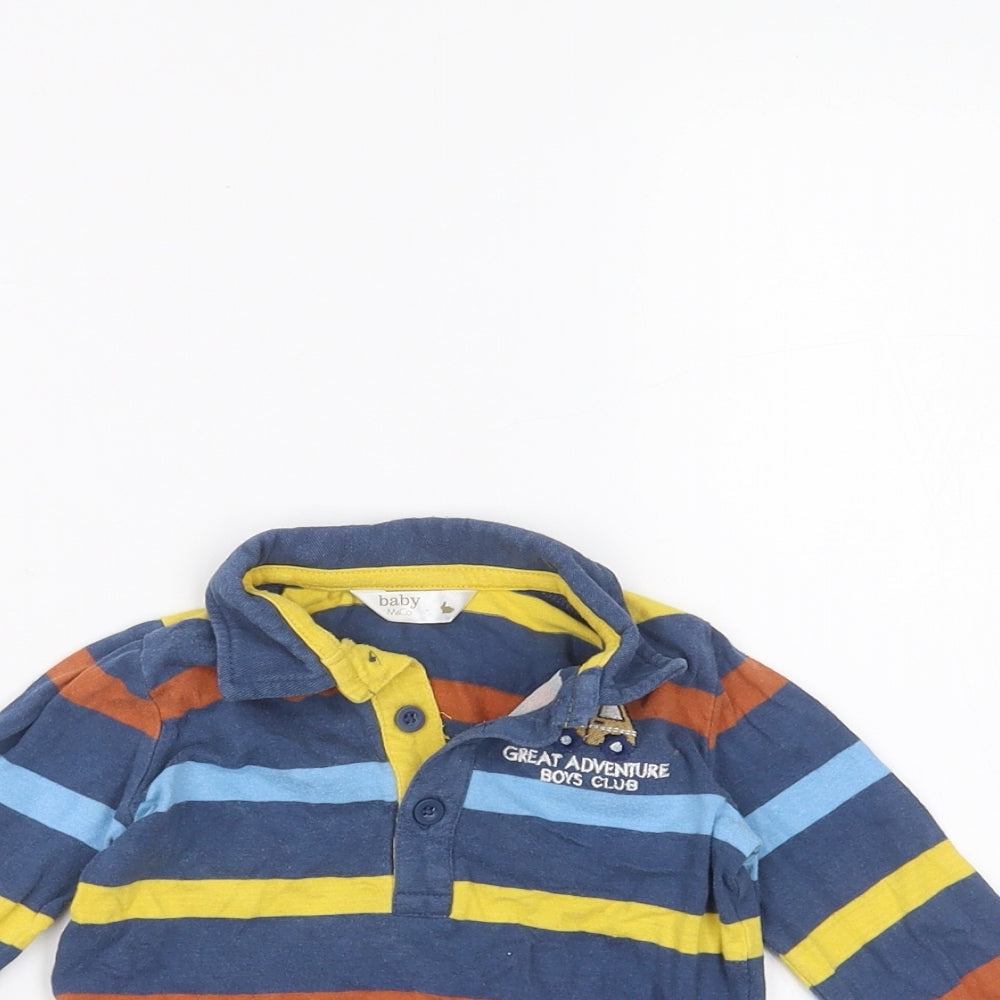 M&Co Baby Blue Striped  Basic Polo Size 3-6 Months