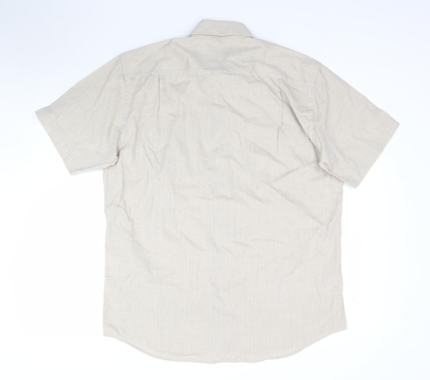 Greenwoods Mens Beige Striped   Button-Up Size 16