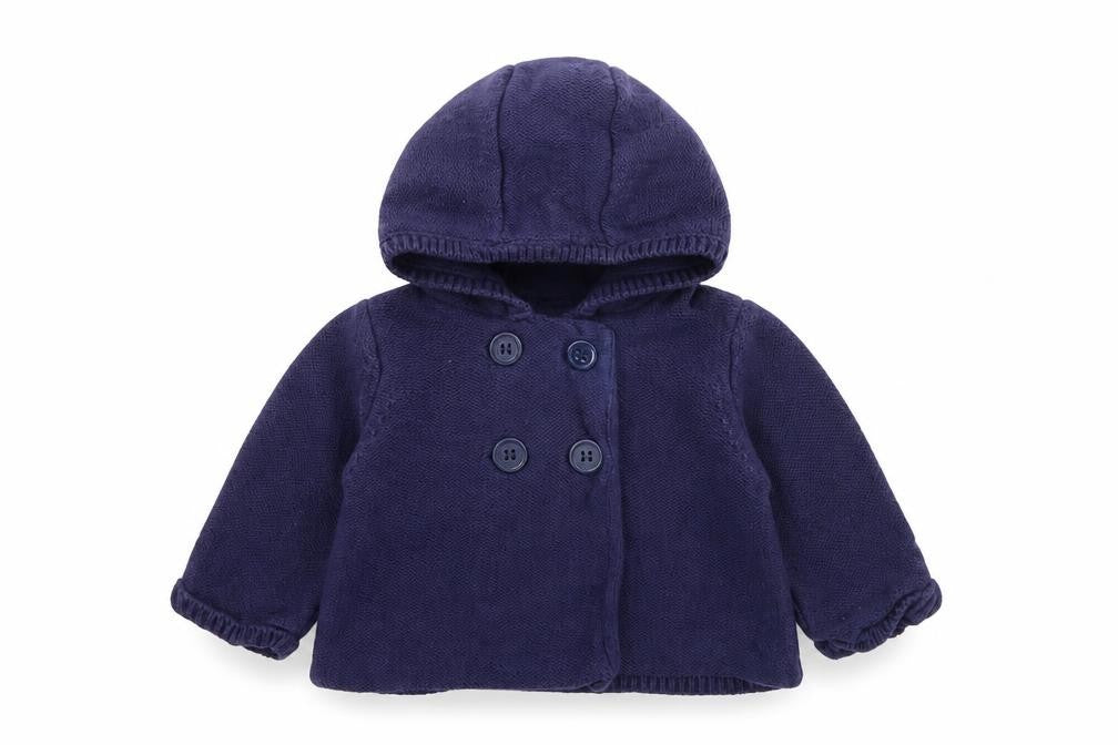 Front view of minidub Baby Blue Knit Cardigan Jumper One Size - Hoodie