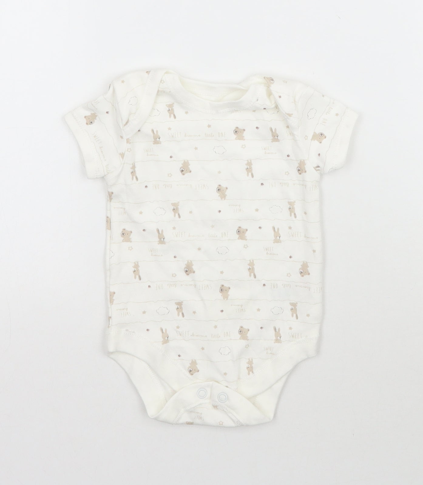 Matalan Baby White Striped  Babygrow One-Piece Size 0-3 Months  - Bears