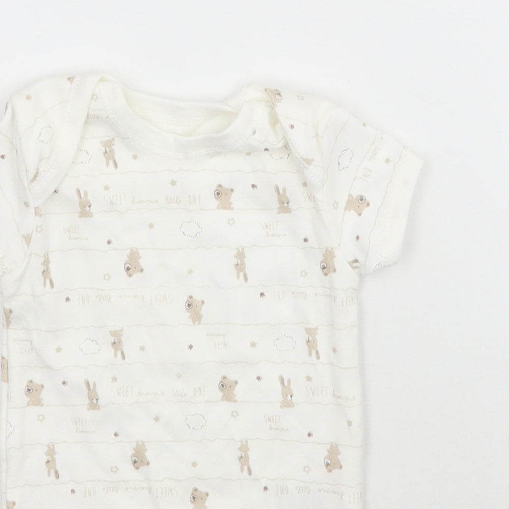 Matalan Baby White Striped  Babygrow One-Piece Size 0-3 Months  - Bears