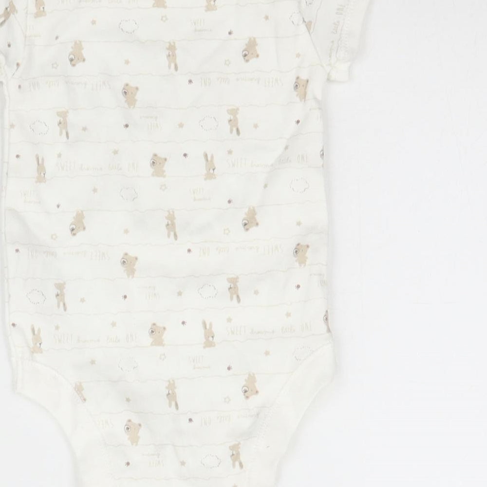 Matalan Baby White Striped  Babygrow One-Piece Size 0-3 Months  - Bears