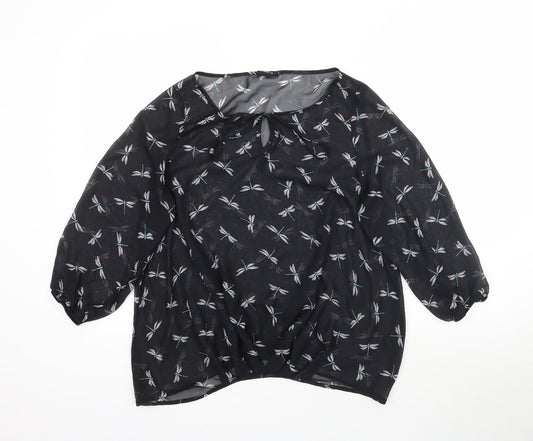 NEXT Womens Black  Mesh Basic Blouse Size 10