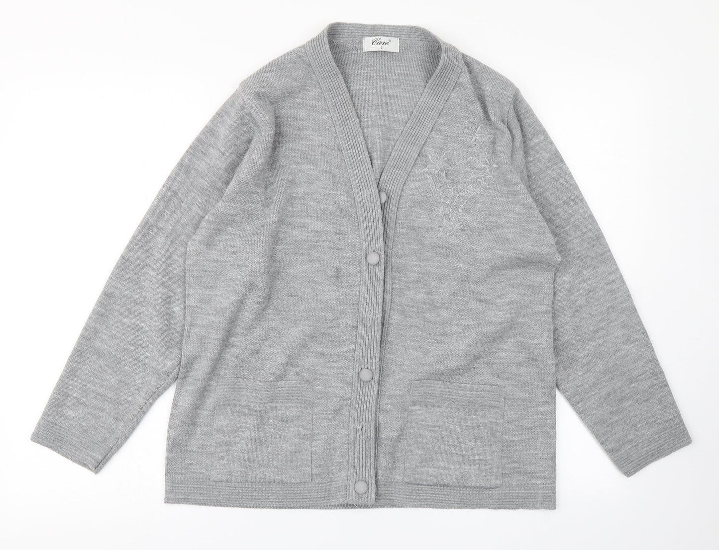Care Womens Grey  Knit Cardigan Jumper Size L