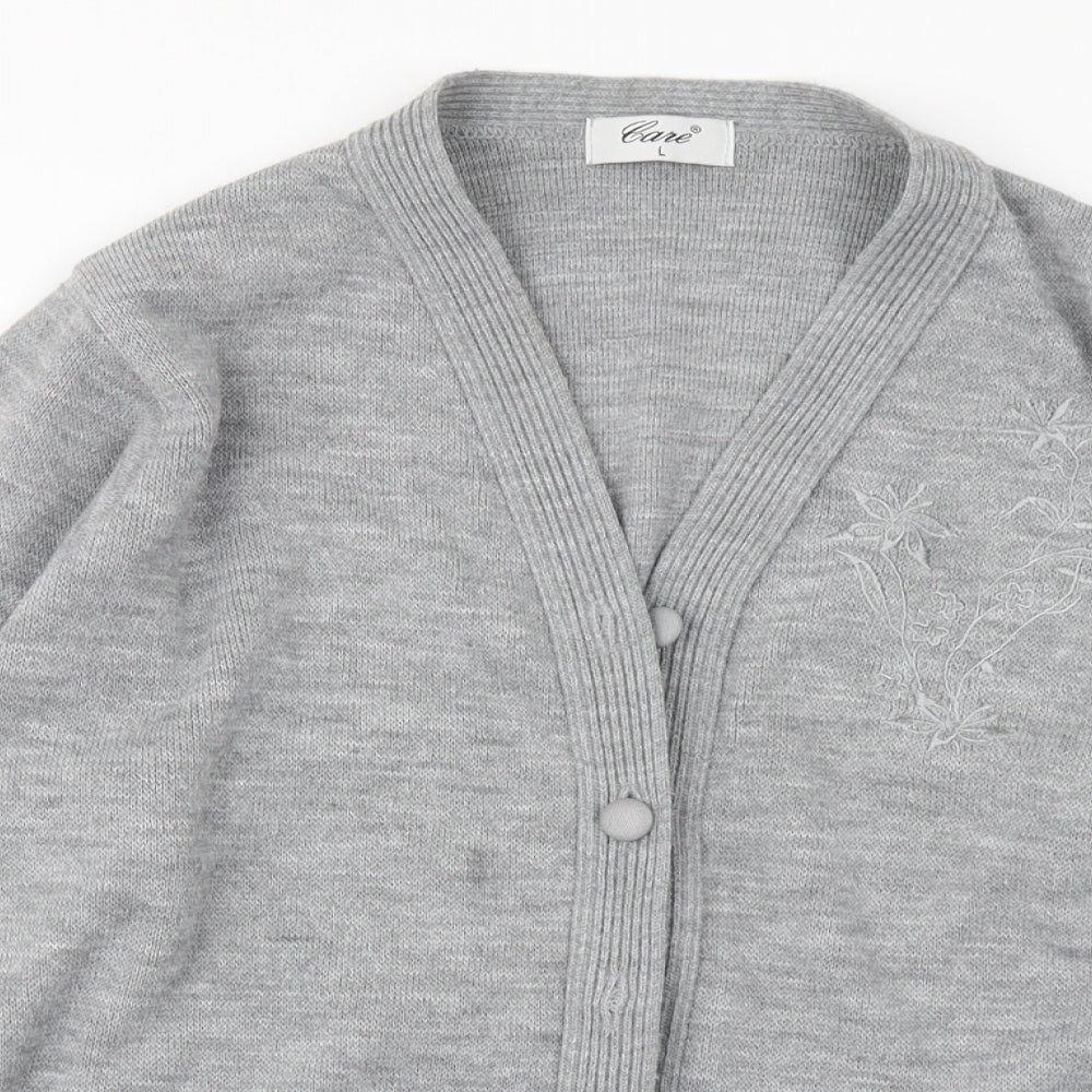 Care Womens Grey  Knit Cardigan Jumper Size L