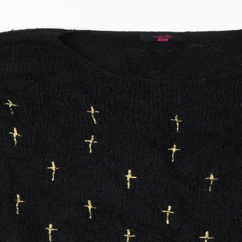 Simply Be Womens Black  Knit Pullover Jumper Size 14
