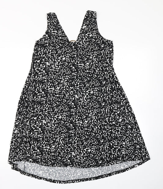 M&S Collection Womens Black Geometric  Tank Dress  Size 8