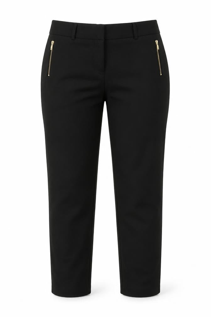 Front view of Papaya women’s black dress pants trousers, size UK 10, 27-inch leg