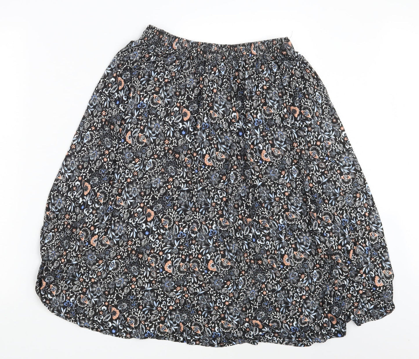 Preworn Womens Black Floral  A-Line Skirt One Size