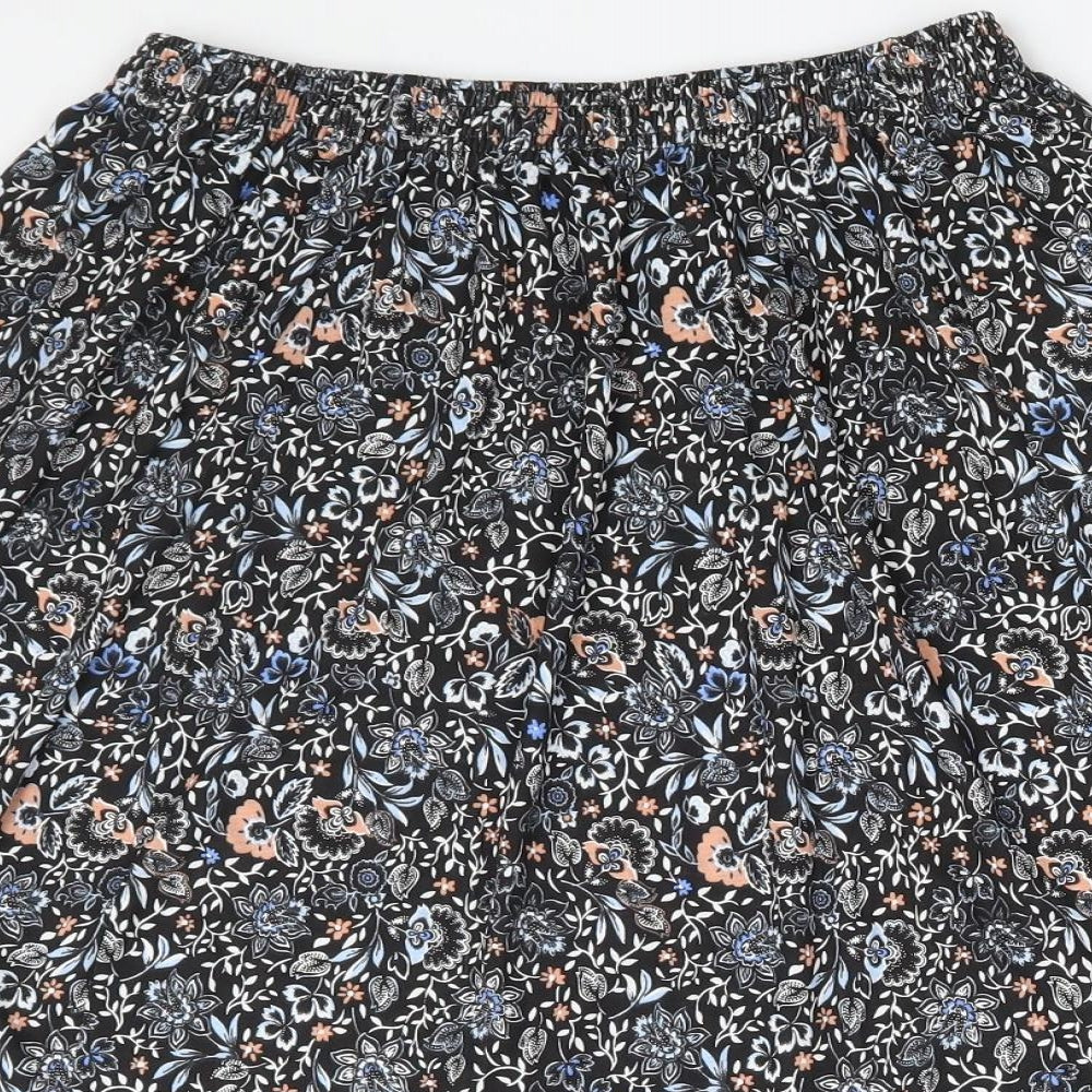 Preworn Womens Black Floral  A-Line Skirt One Size