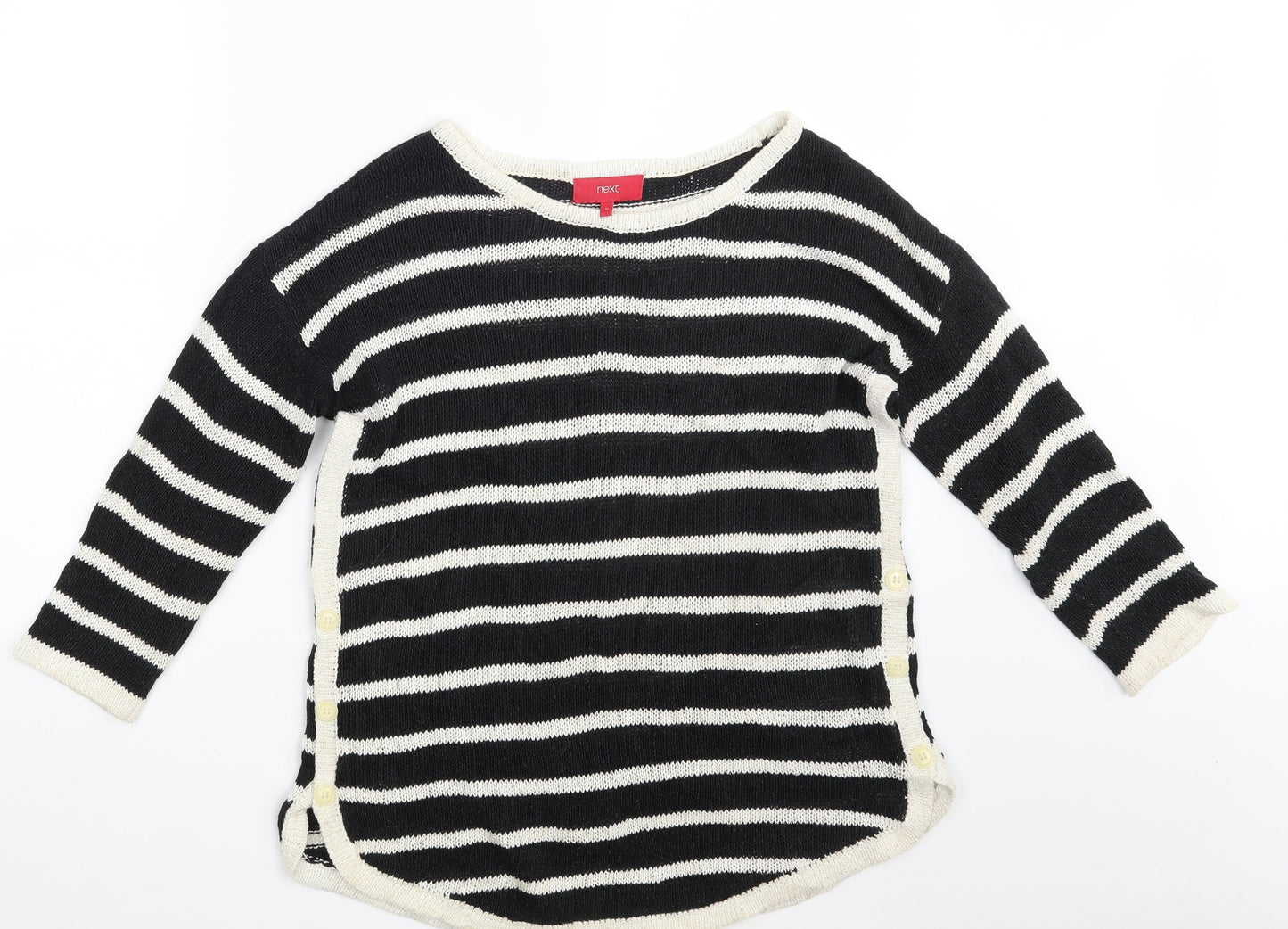 NEXT Womens Black Striped  Pullover Jumper Size 10