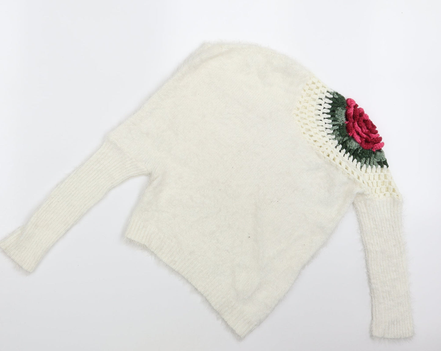 Preworn Womens Ivory Floral  Pullover Jumper One Size