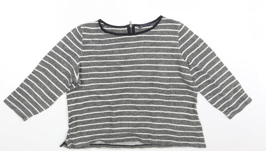 M&S Womens Black Striped  Pullover Sweatshirt Size 16