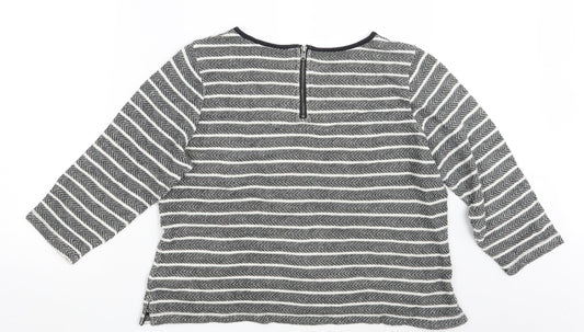 M&S Womens Black Striped  Pullover Sweatshirt Size 16