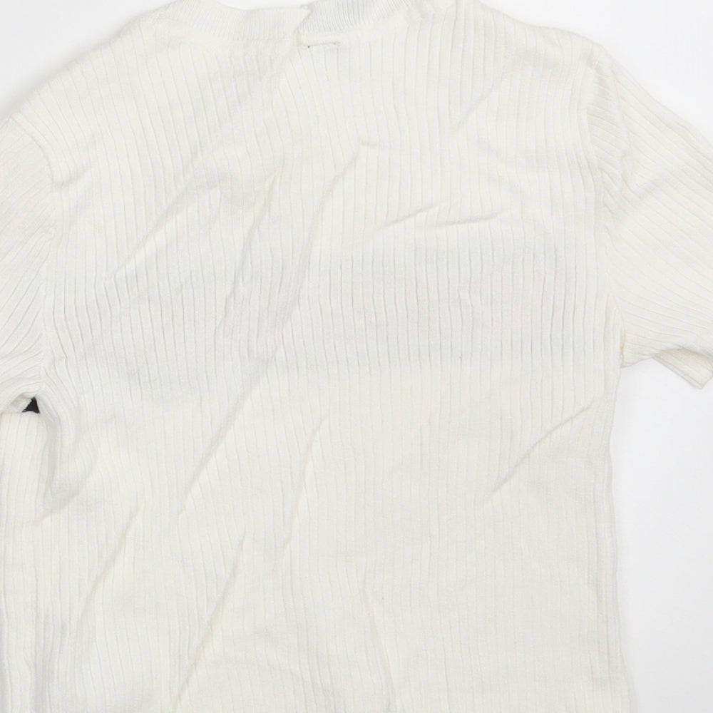H&M Womens White Striped  Pullover Jumper Size S