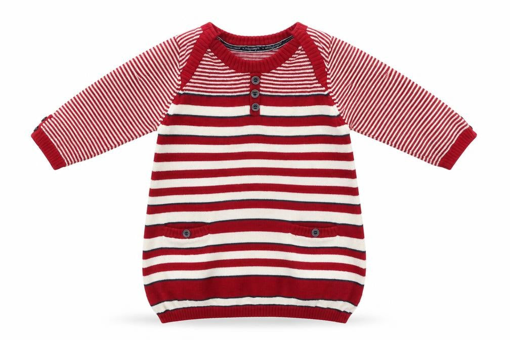 Front view of Marks & Spencer girls’ multicoloured striped jumper, size 3-6, months