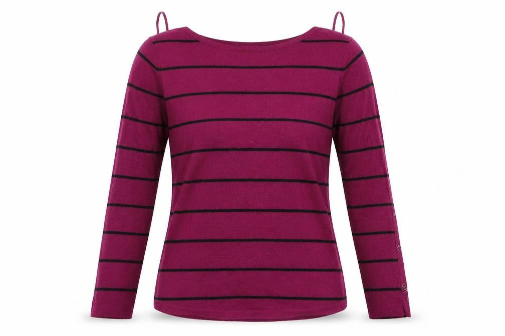 M&Co. Womens Purple Striped  Pullover Jumper Size 14